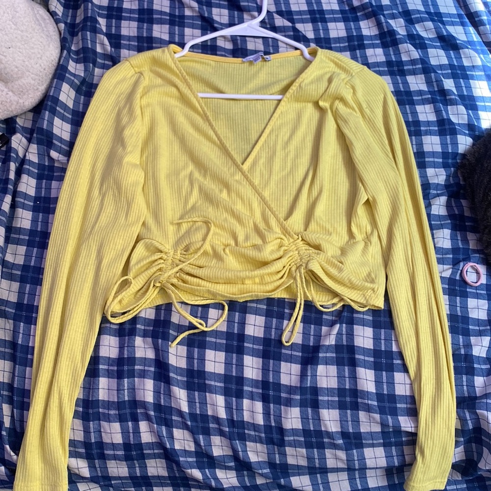 Low v cut, long sleeve crop top